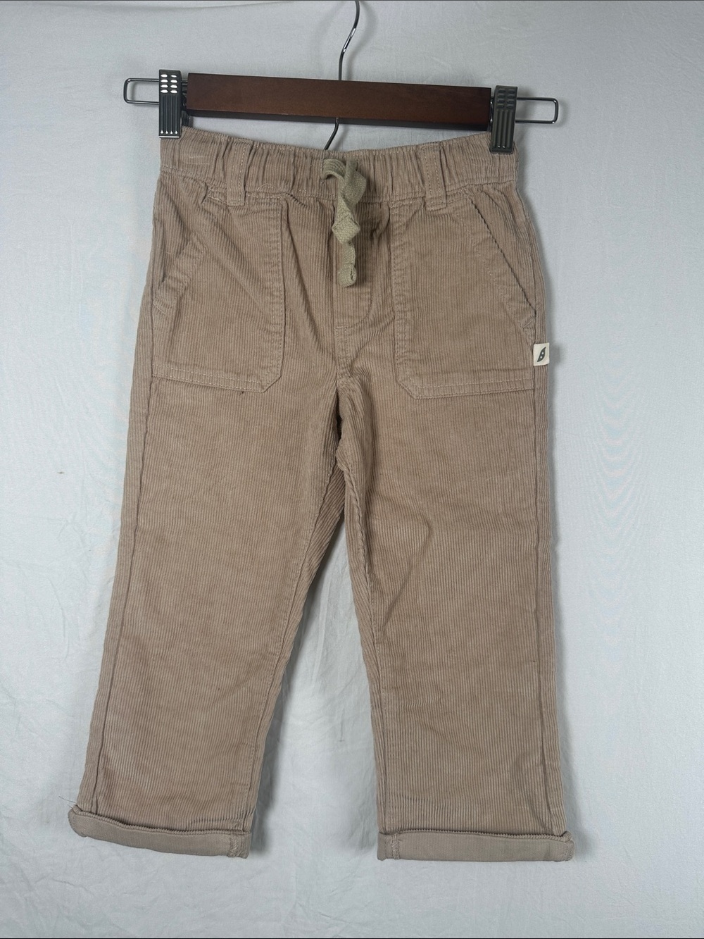 Kids Corduroy Drawstring Pants - Light Brown